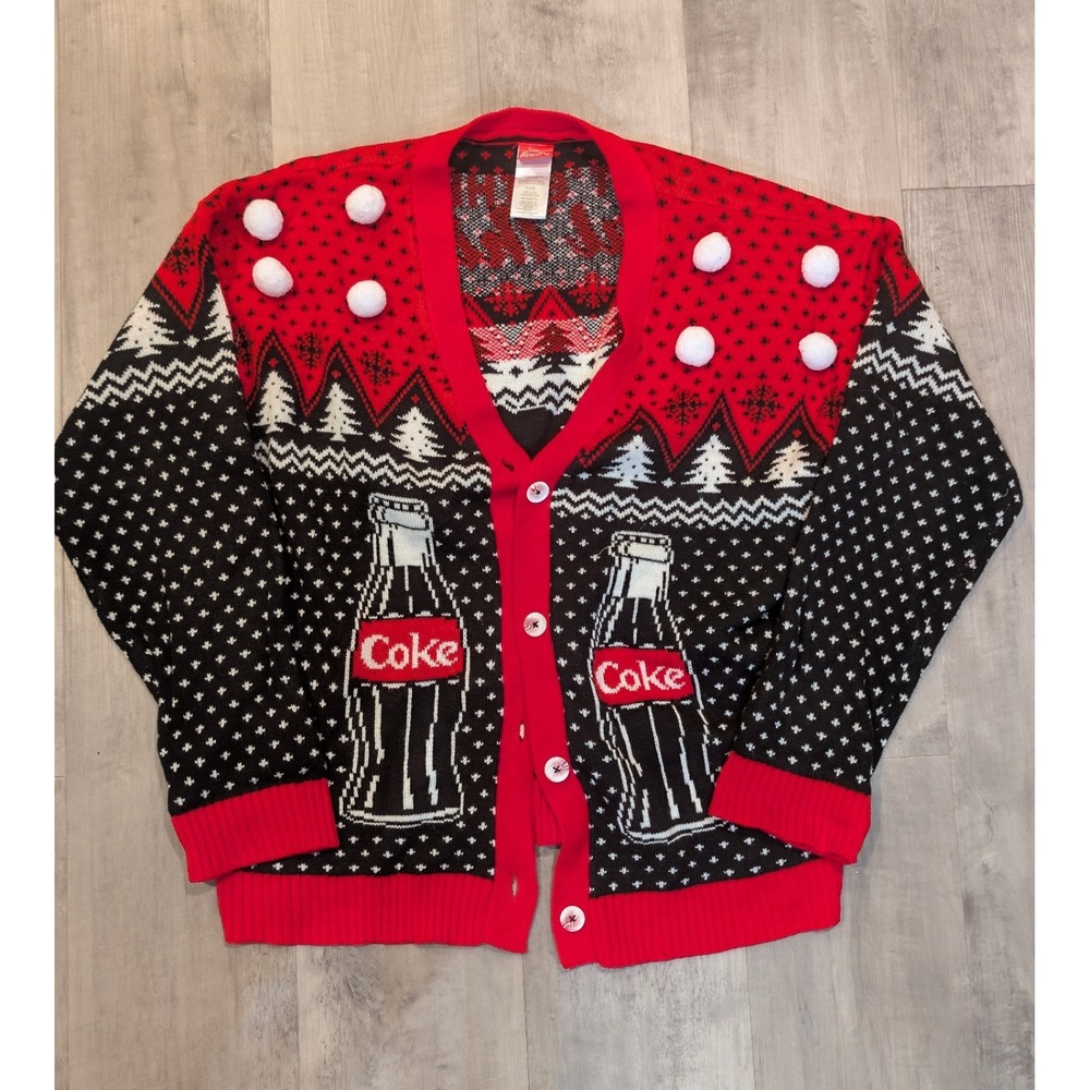 Women's S Coca-Cola Ugly Christmas Holiday Cardigan Sweater Polar bears - XXL